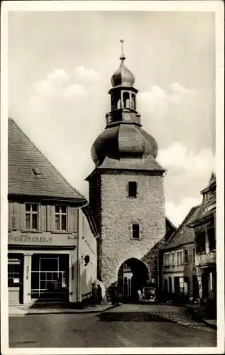 Ak Hettstedt im Harzvorland Sachsen Anhalt, Straßenpartie am Saigerturm, Durchfahrt