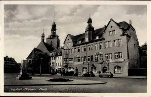 Ak Hettstedt im Südharz, Markt, Kirche, Telefonzelle, Autos