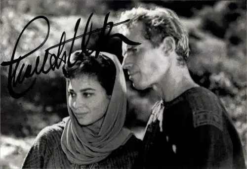 Foto Schauspieler Charlton Heston und Haya Harareet, Filmszene