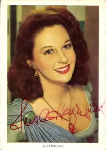 Ak Schauspielerin Susan Hayward, Portrait, Autogramm