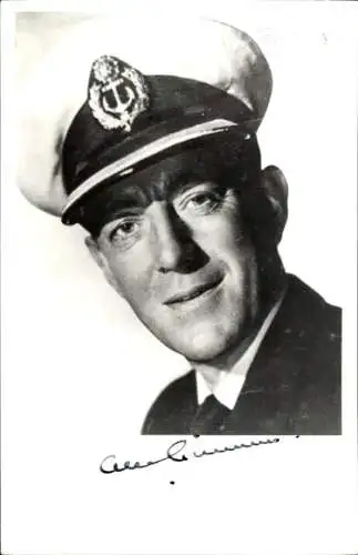 Foto Schauspieler Alec Guinness, Portrait, Matrosenhut, Autogramm