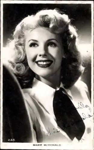 Ak Schauspielerin Marie McDonald, Portrait, Autogramm