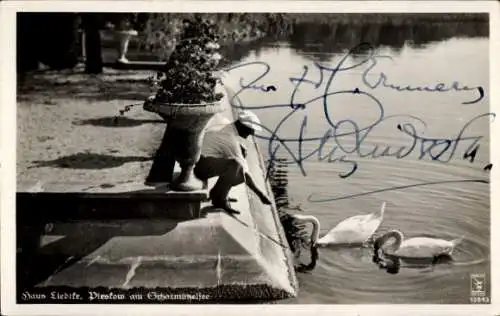 Ak Schauspieler Harry Liedtke, Portrait, Haus Liedtke, Pieslow am Scharmützelsee, Autogramm