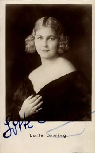 Ak Schauspielerin Lotte Lorring, Portrait, Autogramm