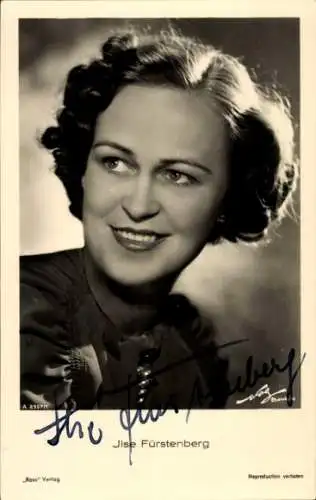 Ak Schauspielerin Ilse Fürstenberg, Portrait, Ross Verlag A 2557/1, Autogramm