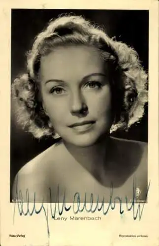 Ak Schauspielerin Leny Marenbach, Portrait, Autogramm