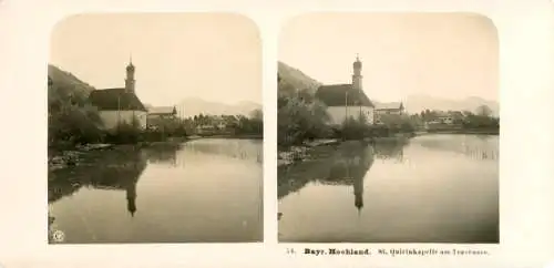 Stereo Foto St. Quirin Gmund am Tegernsee Oberbayern, Kapelle, Bayrisches Hochland