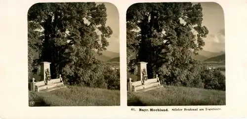 Stereo Foto Tegernsee in Oberbayern, Stieler Denkmal, Bayrisches Hochland