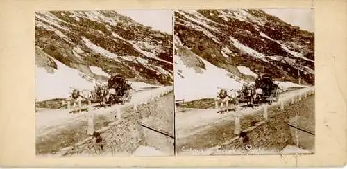 Stereo Foto Kanton Wallis, Furkapass mit Postkutsche