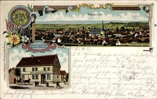 Litho Königerode Harzgerode am Harz, Gesamtansicht, Gasthof zum goldenen Stern