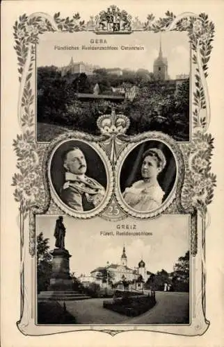 Passepartout Ak Greiz im Vogtland, Fürstliches Residenzschloss, Erbprinz Heinrich XXVII. von Reuß