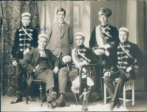 Studentika Foto Studenten mit Schlägern, Gruppenaufnahme