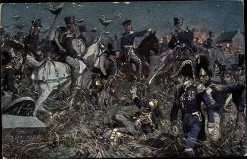 Künstler Ak Gneisenau leitet die Verfolgung Napoleons nach der Schlacht, 1813, Novitas 25 180