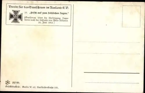 Künstler Ak Gneisenau leitet die Verfolgung Napoleons nach der Schlacht, 1813, Novitas 25 180