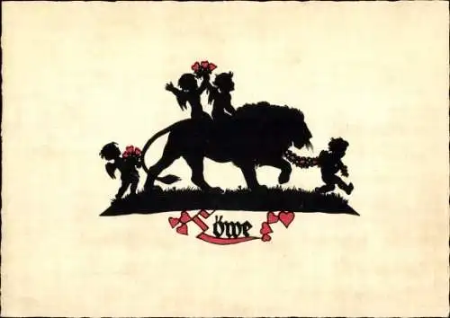 Scherenschnitt Ak Sternzeichen Löwe, Leo, 23. Juli bis 22. August