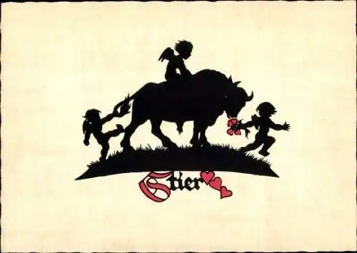 Scherenschnitt Ak Sternzeichen Stier, Taurus, 21. April bis 20. Mai