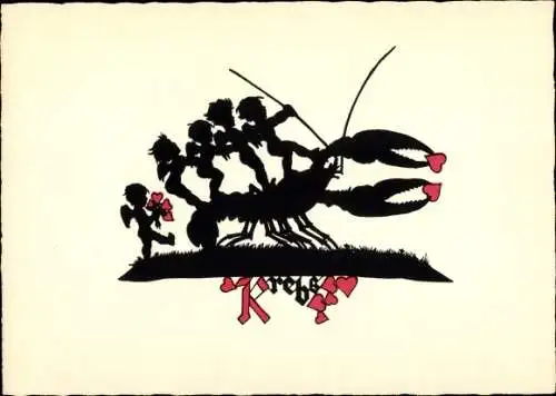 Scherenschnitt Ak Sternzeichen Krebs, Cancer, 22. Juni bis 22. Juli