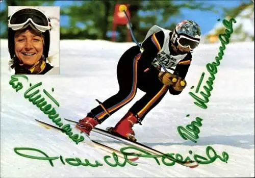 Ak Skifahrerin Traudl Treichl, Portrait, Autogramm