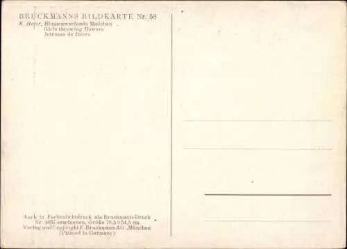 Künstler Ak Hofer, K., Blumenwerfende Mädchen, barbusig