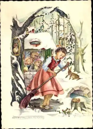 Künstler Ak Schwarz Torinus, Anna, Die drei Männlein im Walde, Märchen, Gebrüder Grimm