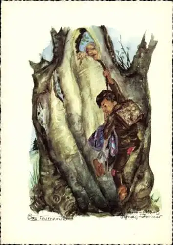 Künstler Ak Schwarz Torinus, Anna, Das Feuerzeug, Märchen, Hans Christian Andersen