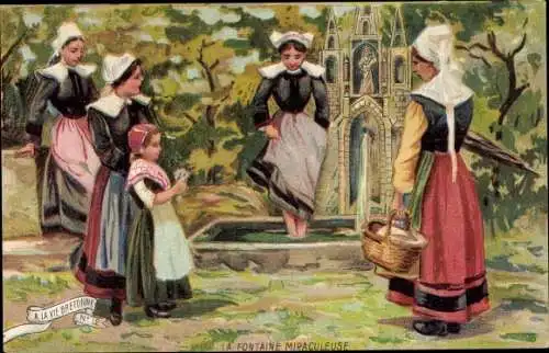 Ak Frauen in bretonischen Trachten, Chicoree Extra A la Belle Jardiniere, C. Beriot