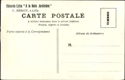Ak Vie Bretonne No. 4, la Danse au Biniou, Reklame, Chicoree Extra A la Belle Jardiniere, C. Beriot