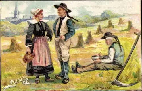 Ak Bretagne, Bauern auf dem Feld, Reklame, Chicoree des Rois, Beriot