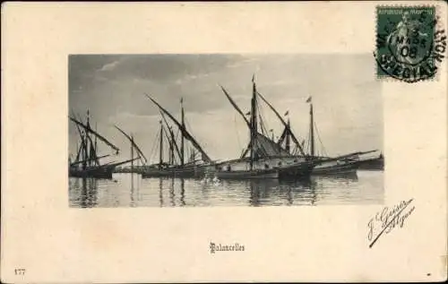 Ak Segelboote vor Anker im Hafen