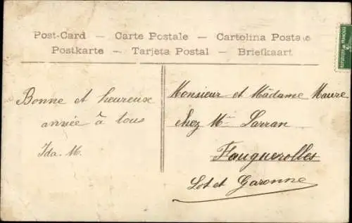 Ak Mädchen mit Puppe in einem Spielzeugauto