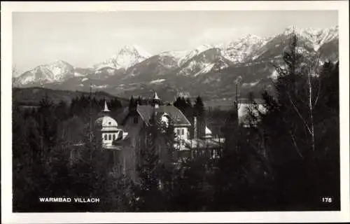 Ak Villach in Kärnten, Teilansicht vom Warmbad, Gebirge, Wald