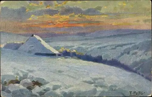 Künstler Ak Reiss, Fritz, Winter im Schwarzwald, Schnee