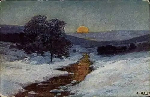 Künstler Ak Reiss, Fritz, Landschaft, Winter