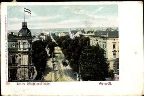 Ak Reuss Gera in Thüringen, Kaiser Wilhelm Straße, Straßenbahn