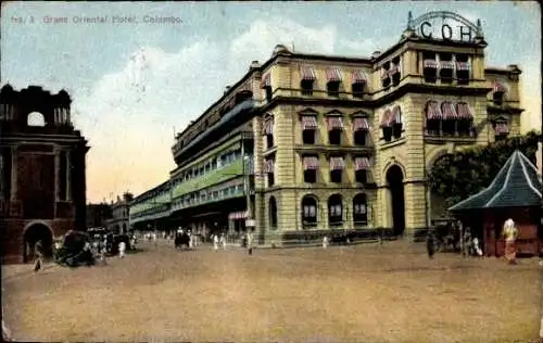 Ak Colombo Ceylon Sri Lanka, Grand Oriental Hotel, Straßenpartie