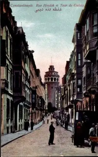 Ak Konstantinopel Istanbul Türkei, Rue Hendek, Tour de Galata