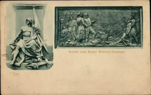 Ak Kiel, Reliefs vom Kaiser Wilhelm Denkmal