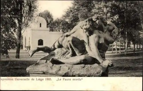 Ak Liège Lüttich Wallonien, Expo 1905, Der gebissene Faun, Lambeaux