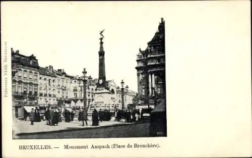 Ak Brüssel Brüssel, Anspach-Denkmal, Place de Brouckère