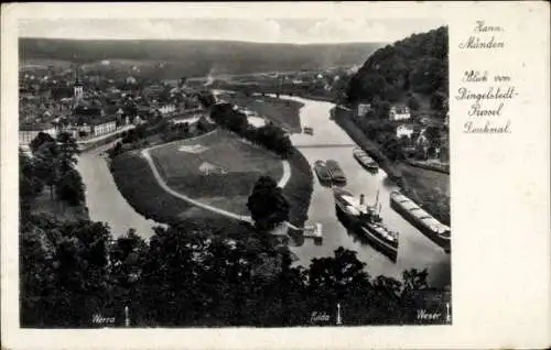 Ak Hann. Münden an der Weser, Blick vom Dingelstedt Pressel Denkmal