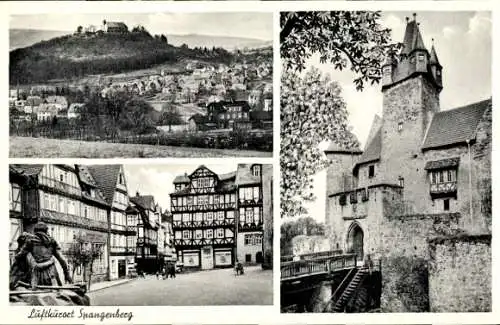 Ak Spangenberg in Hessen, Gesamtansicht, Schloss, Liebenbachbrunnen