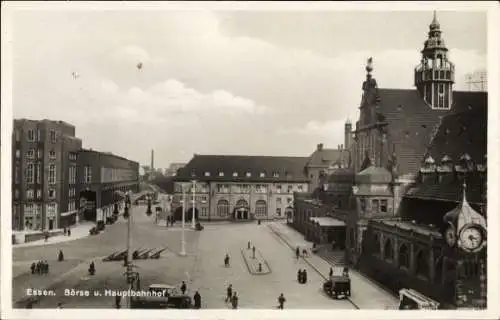 Ak Essen im Ruhrgebiet, Börse, Hauptbahnhof