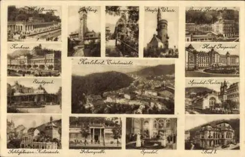 Ak Karlovy Vary Karlsbad Stadt, Totale, Hotel Imperial, Stadtpark