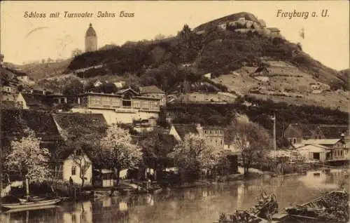 Ak Freyburg an der Unstrut, Schloss mit Turnvater Jahns Haus