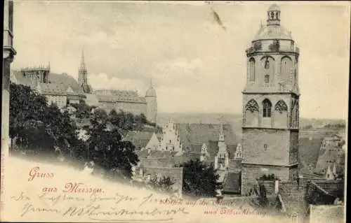 Ak Meißen an der Elbe, Albrechtsburg, Teilansicht, Turm