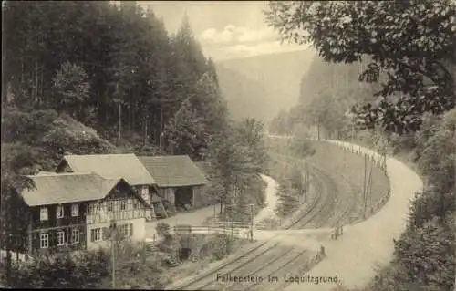 Ak Falkenstein im Vogtland, Loquitzgrund, Bahnstrecke
