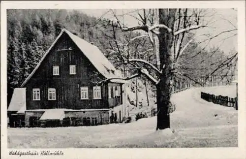 Ak Chursdorf Penig in Sachsen, Waldgasthaus Höllmühle im Winter, Schnee