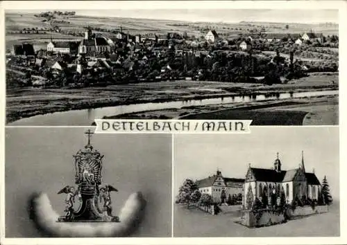 Ak Dettelbach am Main, Panorama, Kirche