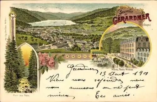 Litho Gérardmer Lothringen Vosges, Gesamtansicht, Hotel Beau Rivage