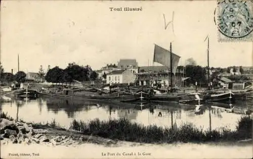 Ak Toul Meurthe et Moselle, Le Port du Canal, Bahnhof